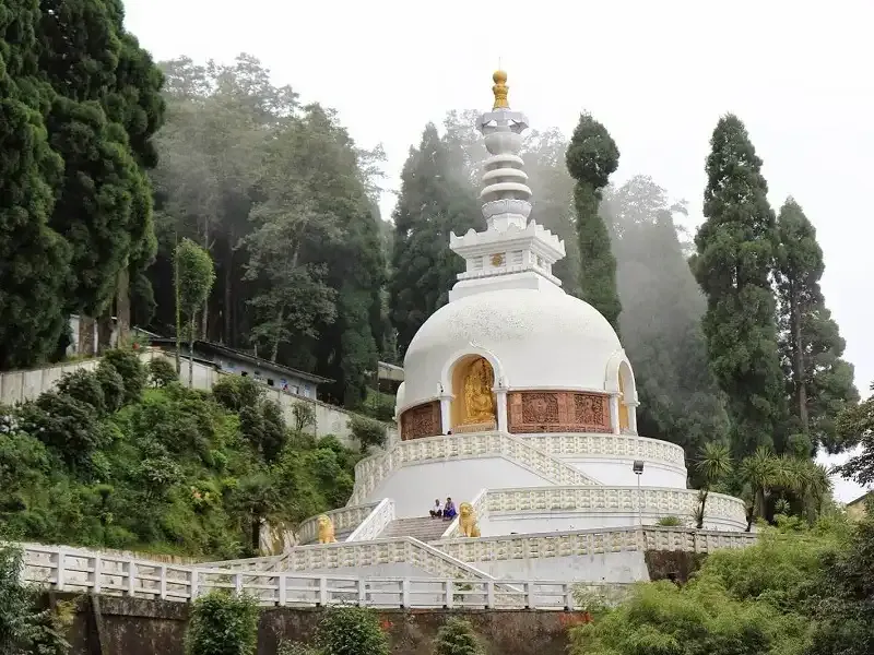 Japanese Peace Pagoda white stupa Darjeeling spiritual landmark