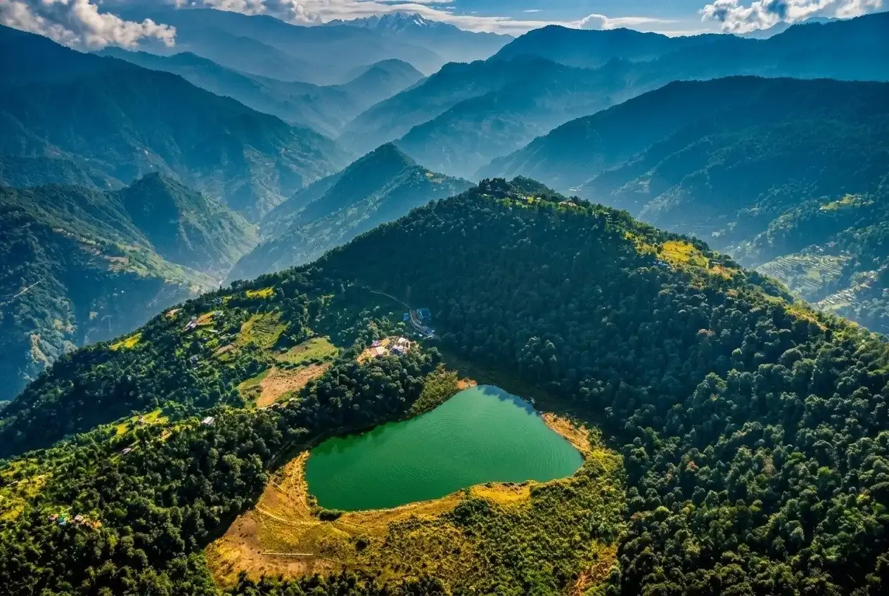 peaceful Khecheopalri lake surrounded by forest Sikkim